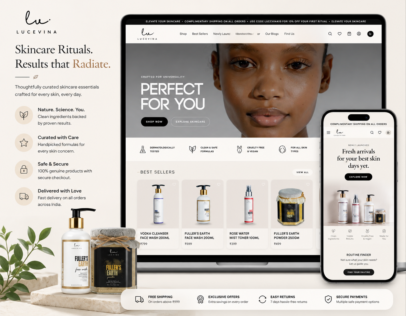 Lucevina Skincare E-Commerce Website