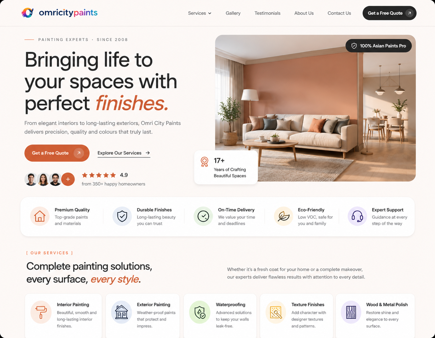 Omri City Paints Service Website